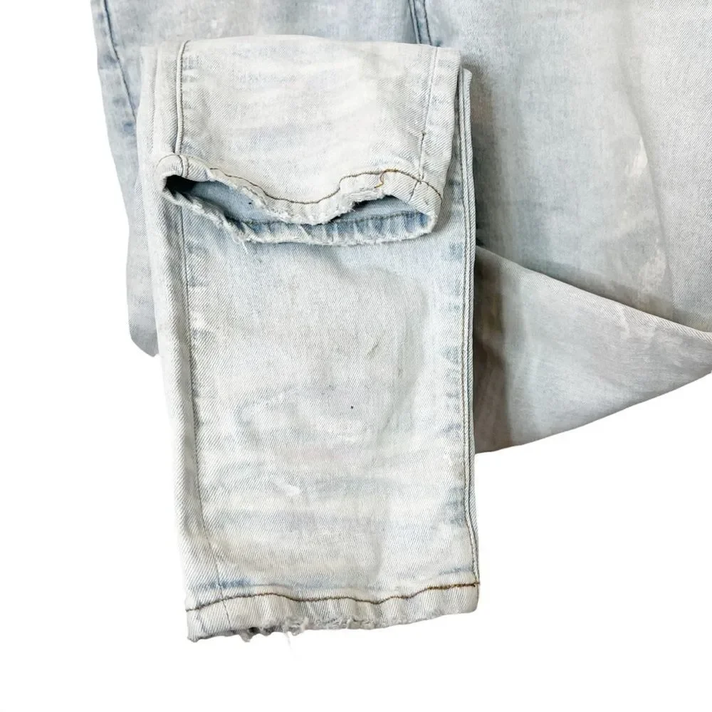 AMIRI Painter Distressed Skinny Jeans Men's Size 36 Blue Tie‎ Dye Paint Spots